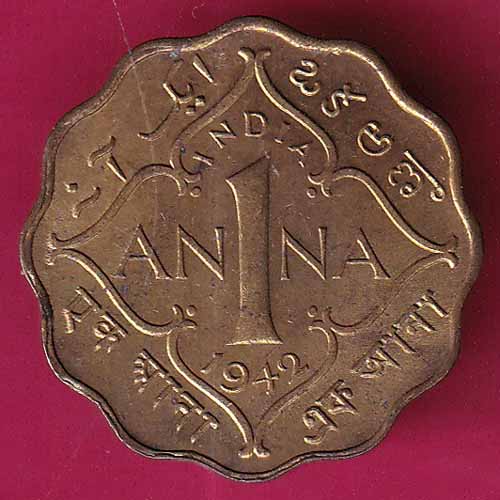 BRITISH INDIA 1942 GEORGE VI 1 ANNA COIN :- @HUB1299
