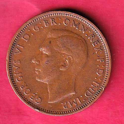 Georgivs VI D: G: BR : OMN: Rex. F: D: IND : imp:  Half Penny 1944  – S2868