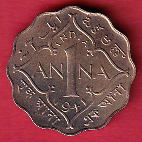 british india 1941 one anna george vi coin:- OO2968