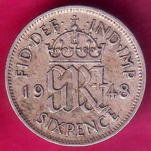 world coin 1948 - sixpence:- OO1312