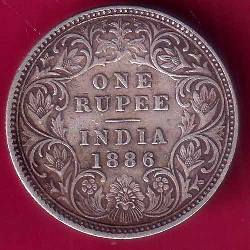 BRITISH INDIA 1886 VICTORIA EMPRESS ONE RUPEE SILVER COIN–VA1008