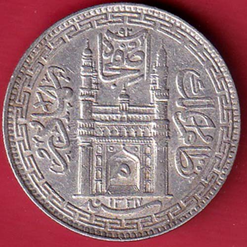 Hyderabad State Ah 1324 / RY 40  “Mim in Doorway” One Rupee  :- OO4318