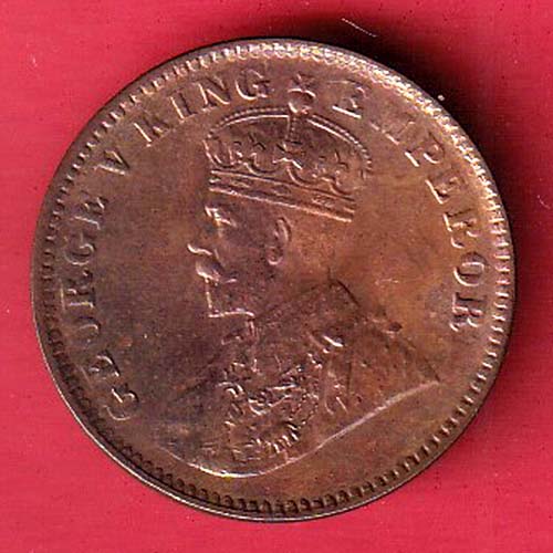 British India 1919 George ONE QUARTER ANNA COPPER coin – oo5534