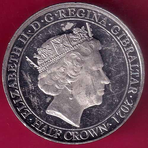 ELIZABETH II DEI-GRA REGINA. GIBRALTAR 2021 FIGHT THROUGH TO FINAL VICTORY HAIF CROWN–@HUB3922