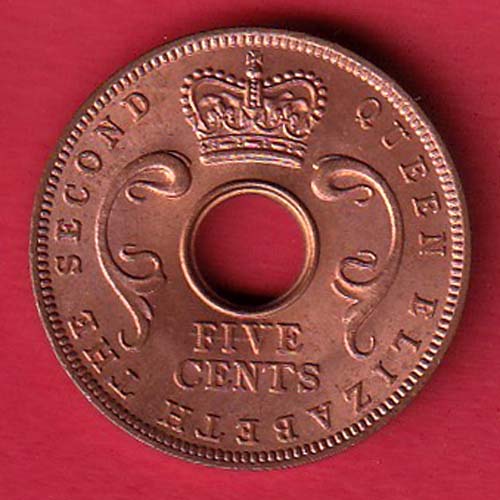 EAST AFRICA 1963 FIVE CENTS Georgivs VI REX ET IND.IMP-  oo3987