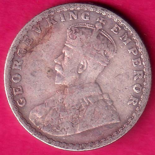 BRITISH INDIA 1914 GEORGE V Half rupee SILVER COIN –@HUB5856