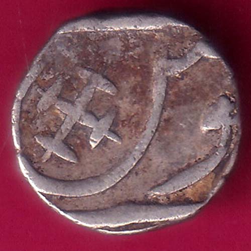 BROACH STATE CROSS MARK HALF RUPEE–@HUB5751