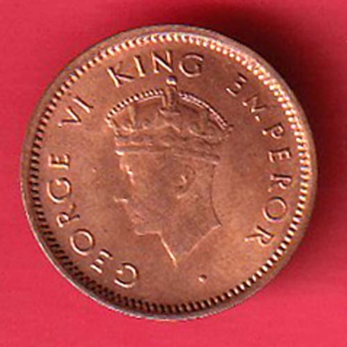 BRITISH INDIA 1939 GEORGRE VI KING 1/2 PICE COPPER COIN :- OO3952