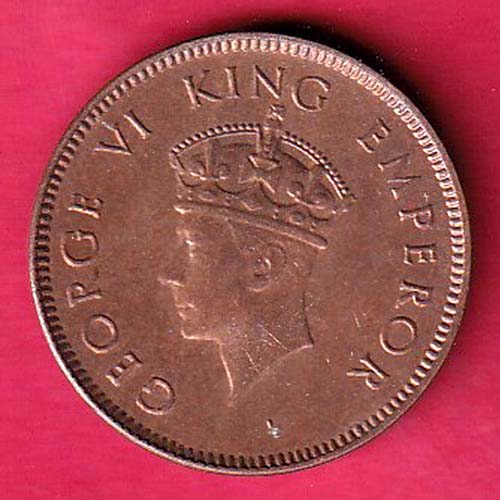 BRITISH INDIA 1939 ONE QURTER ANNA GEORGE VI COPPER COIN :- oo2204