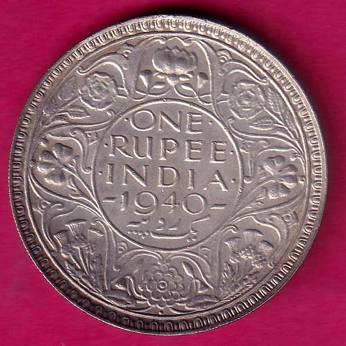 BRITISH INDIA 1940 BOMBAY MINT GEORGE VI ONE RUPEE SILVER COIN:- OO1262