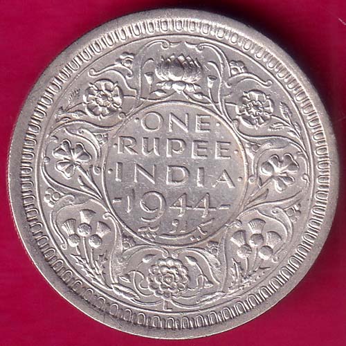 British india 1944 Lahore mint george vi one rupee silver coin–VA123