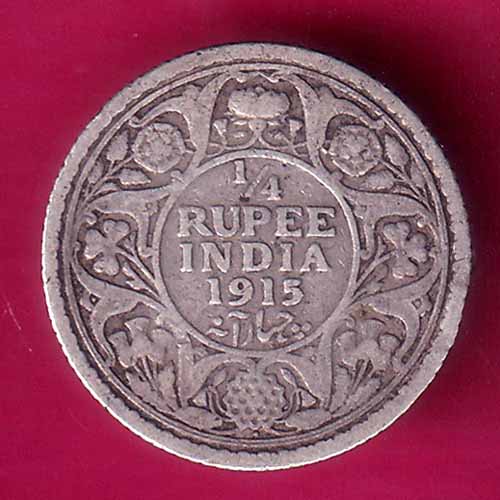 British India 1915 bombay mint 1/4 RUPEE George v One Rupee–@HUB3598