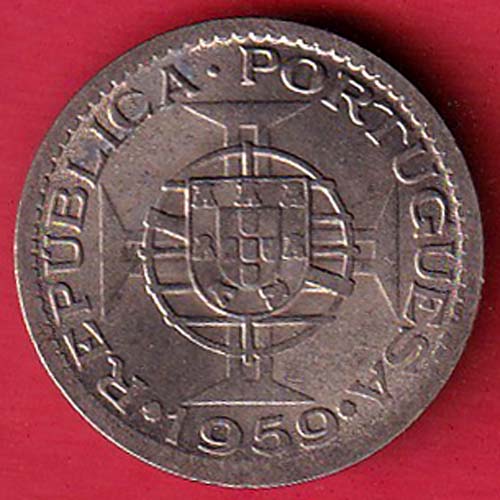 PORTUGUESE INDIA GOA 1 ESCUDO 1959 COIN-  oo5560