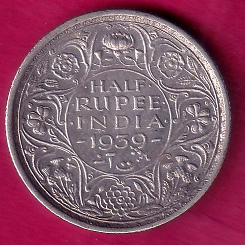 British India  1939 George vi King Emperor HALF Rupee:- OO1830