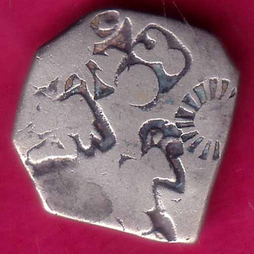 ANCIENT INDIA MAURYAN PERIOD ANIMAL STANDING Both Side Punches  MAGADH DYNASTY SILVER PUNCHMARK –@HUB5831