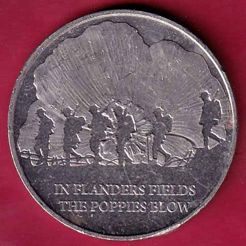 ELIZABETH II DEI-GRA REGINA. GIBRALTAR 2021 ONE CROWN IN FLANDERS FIELDS THE POPPIES BLOW -VA361