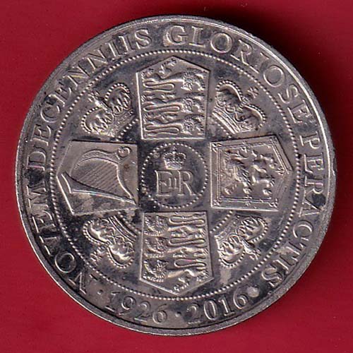 ELIZABETH II DEI-GRA REGINA. GIBRALTAR ONE CROWN NOVEM DECENNIIS GLORIOSE PERACTIS 1926-2016 :- OO4440