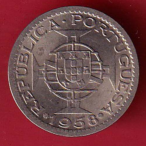 PORTUGUESE INDIA GOA 60 CENTAVOS 1958 COIN :- OO2985