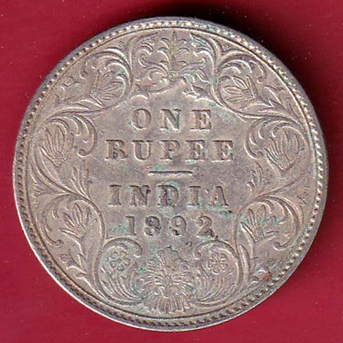 british india 1992 victoria empress one rupee silver coin-oo5745