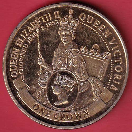 Gibraltar Elizabeth II Bust of Queen Elizabeth facing right 1 Crown Rare Coin –@HUB5259