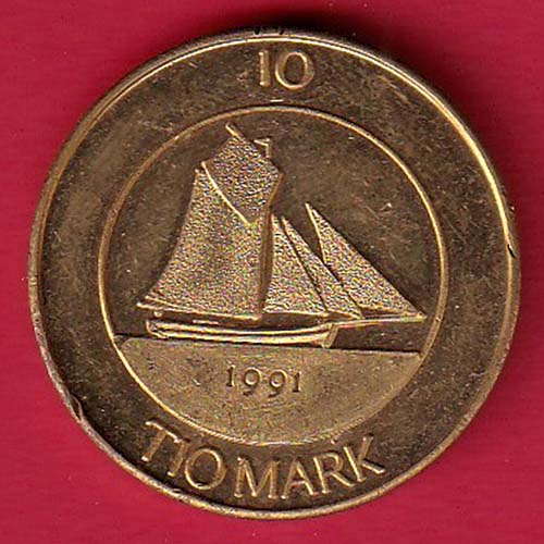 Finland 10 Markkaa Aland 1991 tio deler tio mark :- oo3422