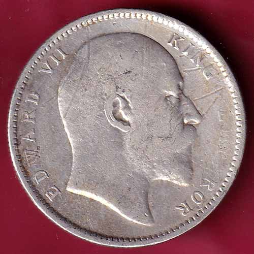 BRITISH INDIA 1906 EDWARD VII ONE RUPEE BEAUTIFUL SILVER COIN –@HUB1675