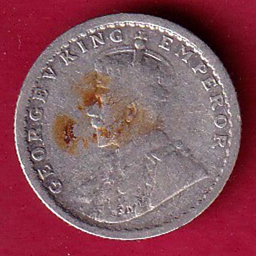 British India 1929 George v 1/4 Rupee silver coin –OO2373