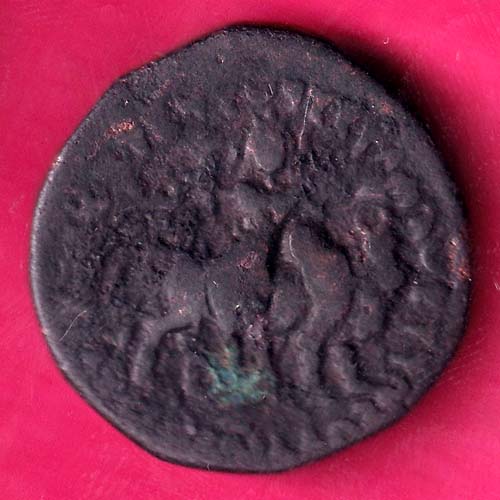 ANCIENT INDIA KUSHAN KING DYNASTY BEAUTIFUL SCARE COPPER COIN@HUB5196