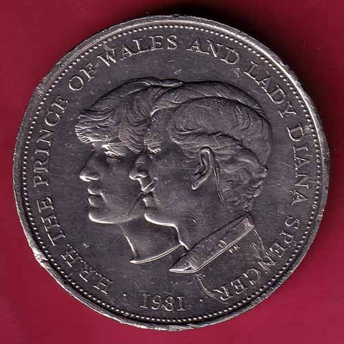 United Kingdom, British Overseas Territories and Crown Dependencies 25 New Pence - Elizabeth II Royal Wedding 1981–@HUB1603