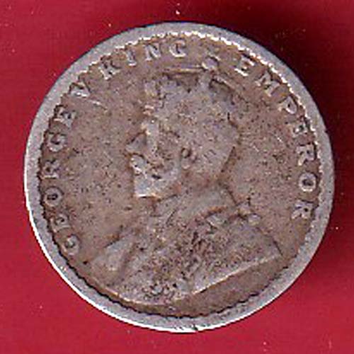 british india 1915 george v two annas silver coin–OO5797