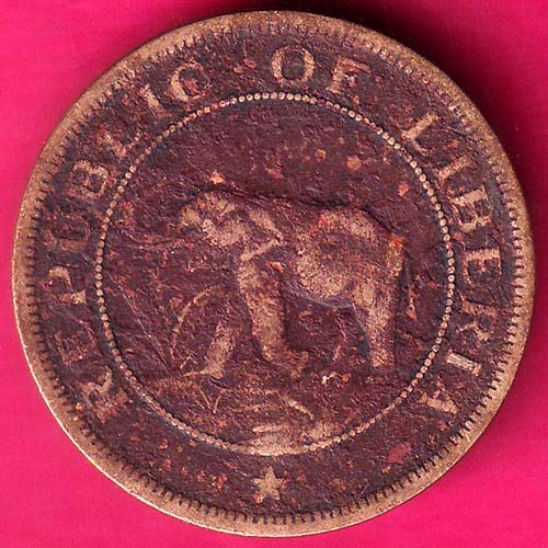 World Coin Liberia 2 Cents 1937 –@HUB2664