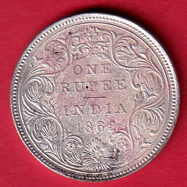 BRITISH INDIA 1862 VICTORIA QUEEN ONE RUPEE BEAUTIFUL SILVER COIN :- OO3838