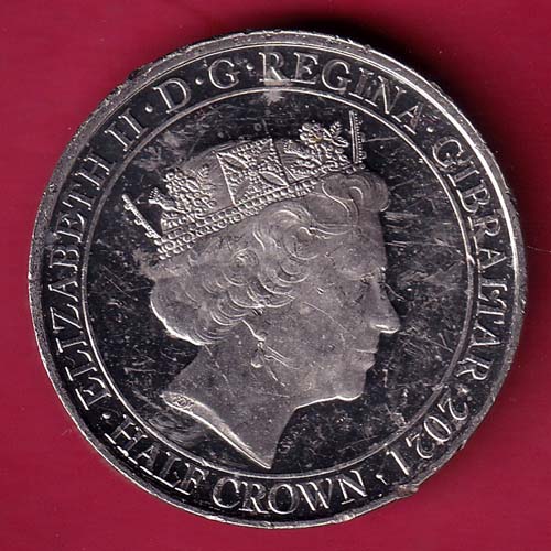 ELIZABETH II DEI-GRA REGINA. GIBRALTAR 2021 half crown fight through to final victory:-S2662