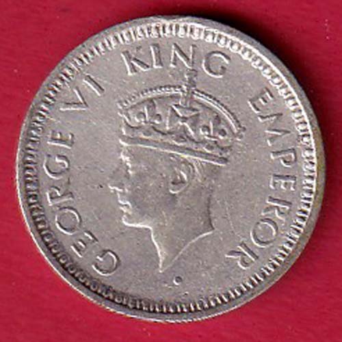 British India 1944 George VI King 1/4 rupee silver coin:- OO4282