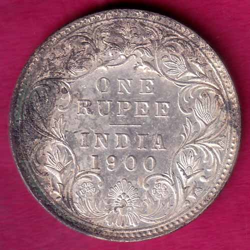 British India 1900 Victoria Empress One Rupee Silver Coin- VA840