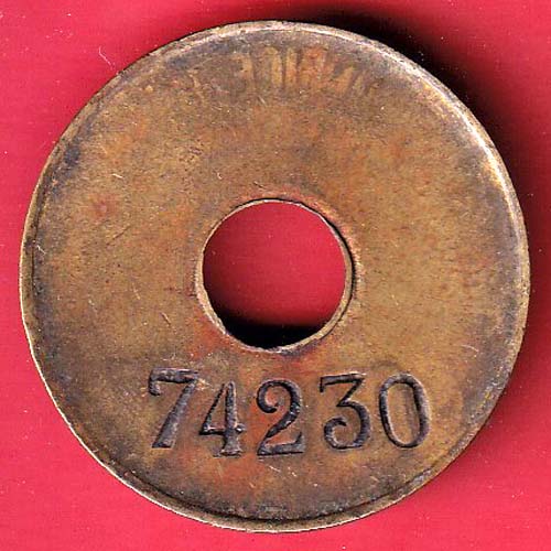 Token:- Calcutta P&A Office No.74230 Rare Token –@HUB5367