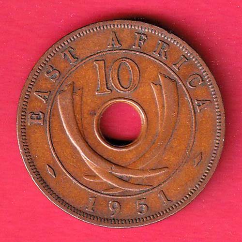 East Africa 1951 George v ten Cents Rare coin-oo4549