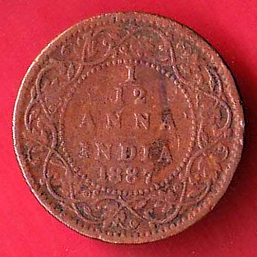 British India 1/12 Anna Victoria  Empress 1887 Coin–OO5837