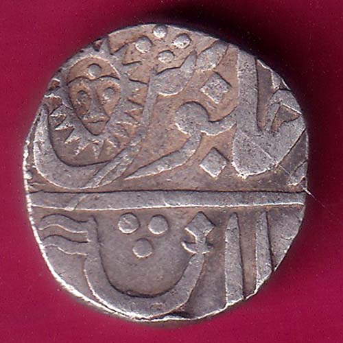 INDORE STATE SUN FACE INO SHAHALAM II MALHAR RAO ONE RUPEE SILVER COIN :- OO1739