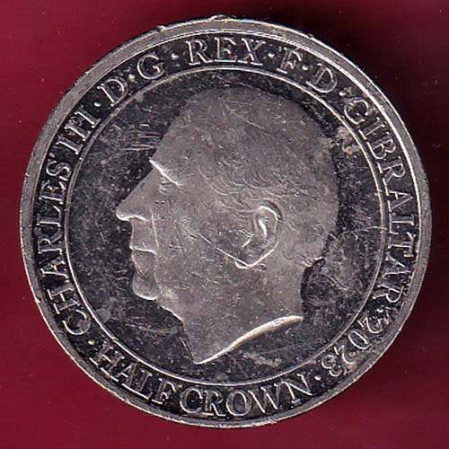 CHARLES III.D.G REX.F.D.GIBRALTAR.2023.HALF CROWN–OO2378