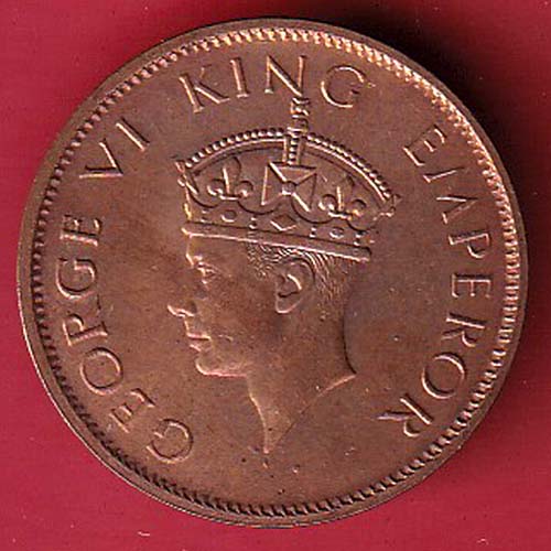 BRITISH INDIA 1942 GEORGE VI ONE QUARTER ANNA  :- OO3055