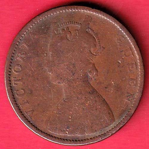 british india 1862 victoria queen half anna copper coin:- oo3381