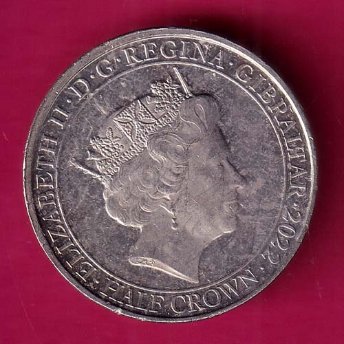 ELIZABETH II D.G. REGINA GIBRALTAR 2022 HALF CROWN THE RIGHT TO LIVE IN PEACE :-@hub4764
