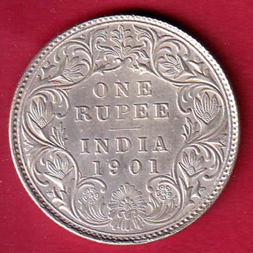 British india 1901 victoria empress one rupee silver coin-  oo5562