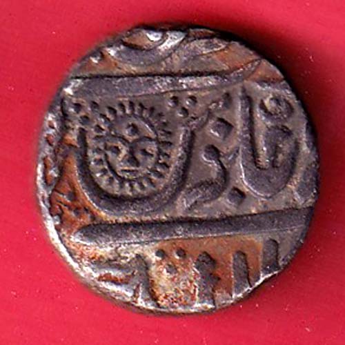 INDORE STATE SUN FACE INO SHAH ALAM II MALHAR RAO ONE RUPEE SILVER COIN- oo4037