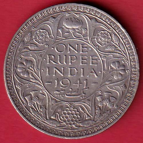 BRITISH INDIA 1941 BOMBAY MINT GEORGE VI ONE RUPEE BEAUTIFUL SILVER COIN–@HUB5403