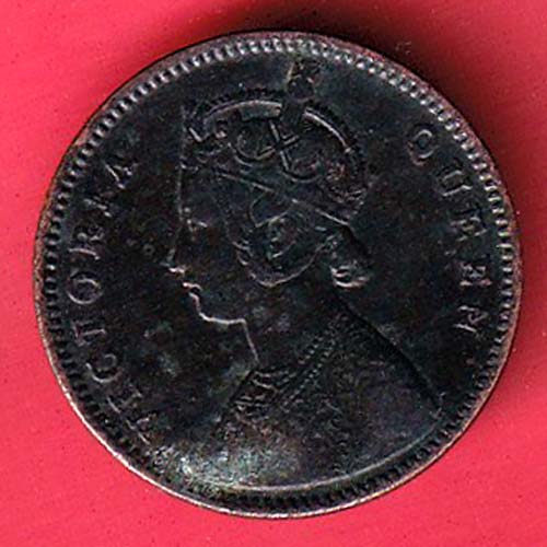 BRITISH INDIA 1862 VICTORIA QUEEN ONE QUARTERANNA  COPEPR COIN:- OO4450