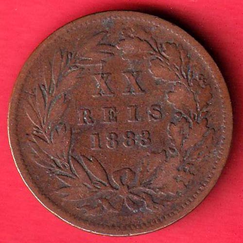 Portugal 20 Réis - Luíz I 1883 coin :- oo4096