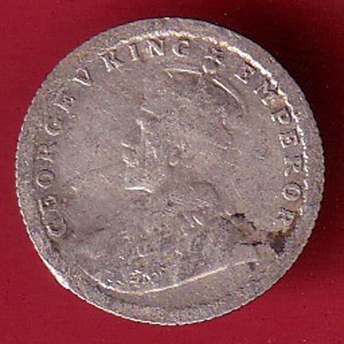 British India BOMBAY MINT 1919 George V 1/4 Rupee Silver coin :- OO4390