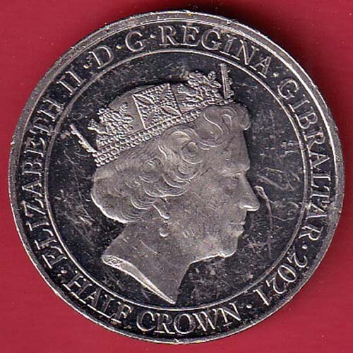 ELIZABETH II DEI-GRA REGINA. GIBRALTAR 2021 FIGHT THROUGH TO FINAL VICTORY HAIF CROWN :- OO3044